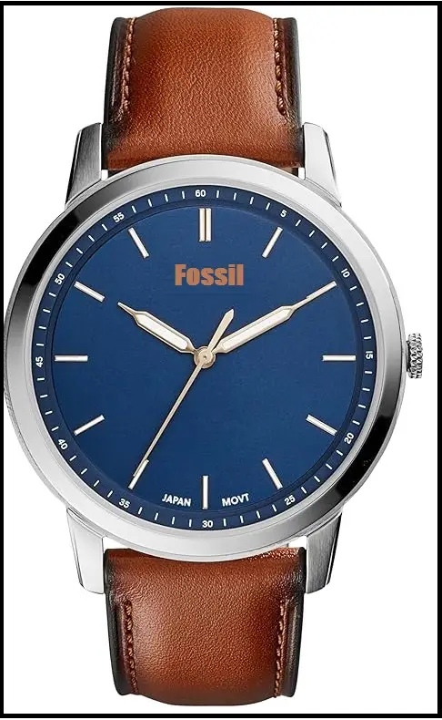 Fossil Minimalist Men's Watch: Leather or Stainless Steel Band, Slim Case Design